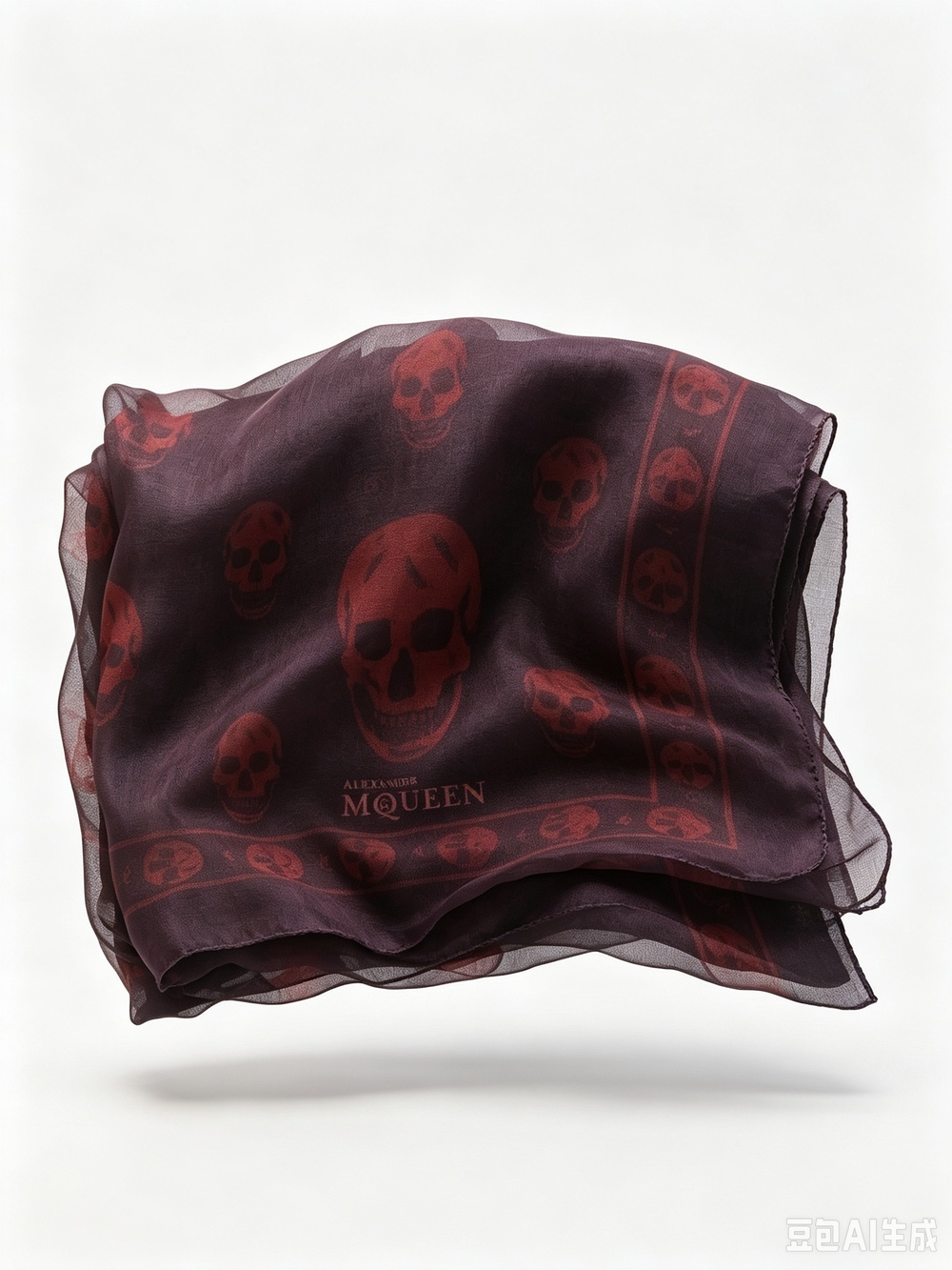 Alexander McQueen Men's Dark Plum Skull Silk Scarf
